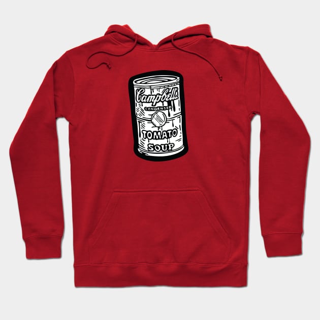 Campbell's black and white Tomato Soup can illustration Hoodie by Cofefe Studio